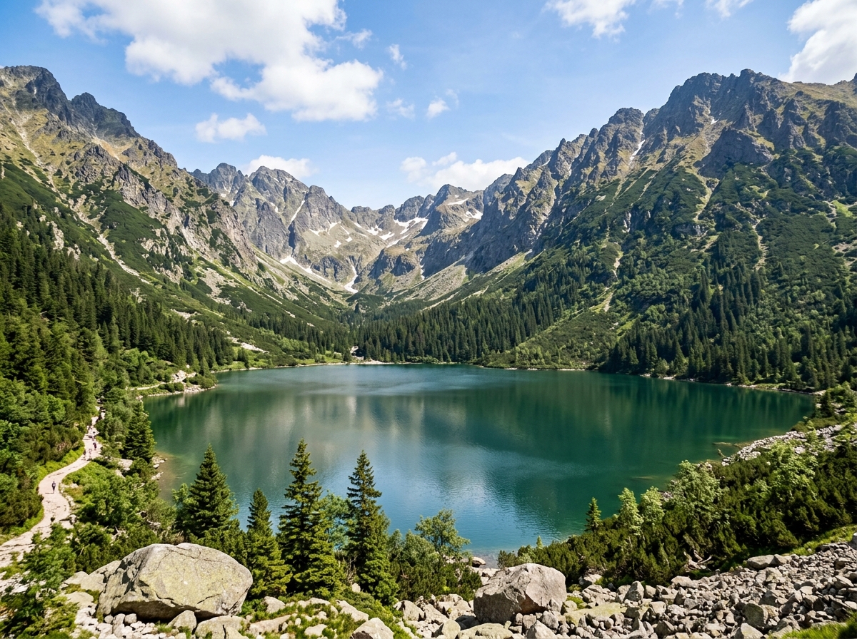 Morskie Oko clear mountain lake water