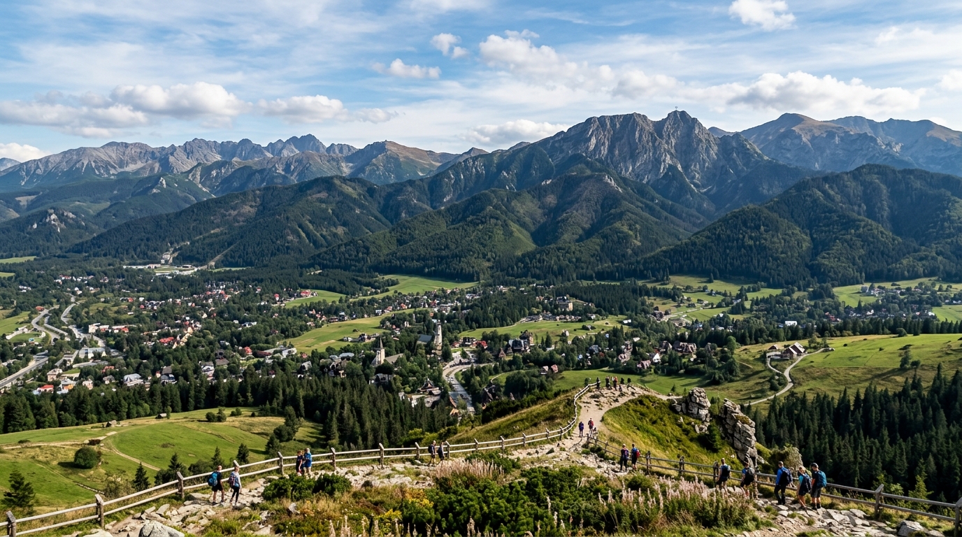 Panoramic view of Polish mountain landscape