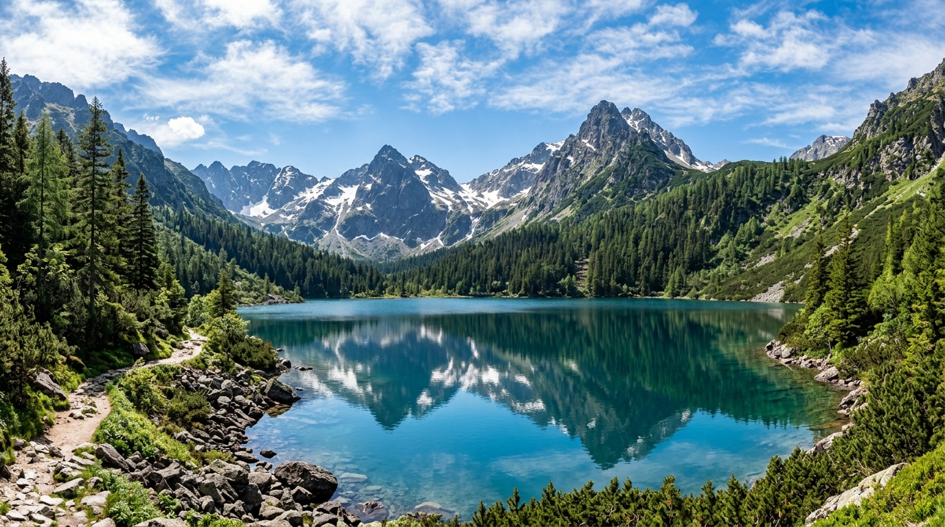 Scenic Poland Mountains and Lake